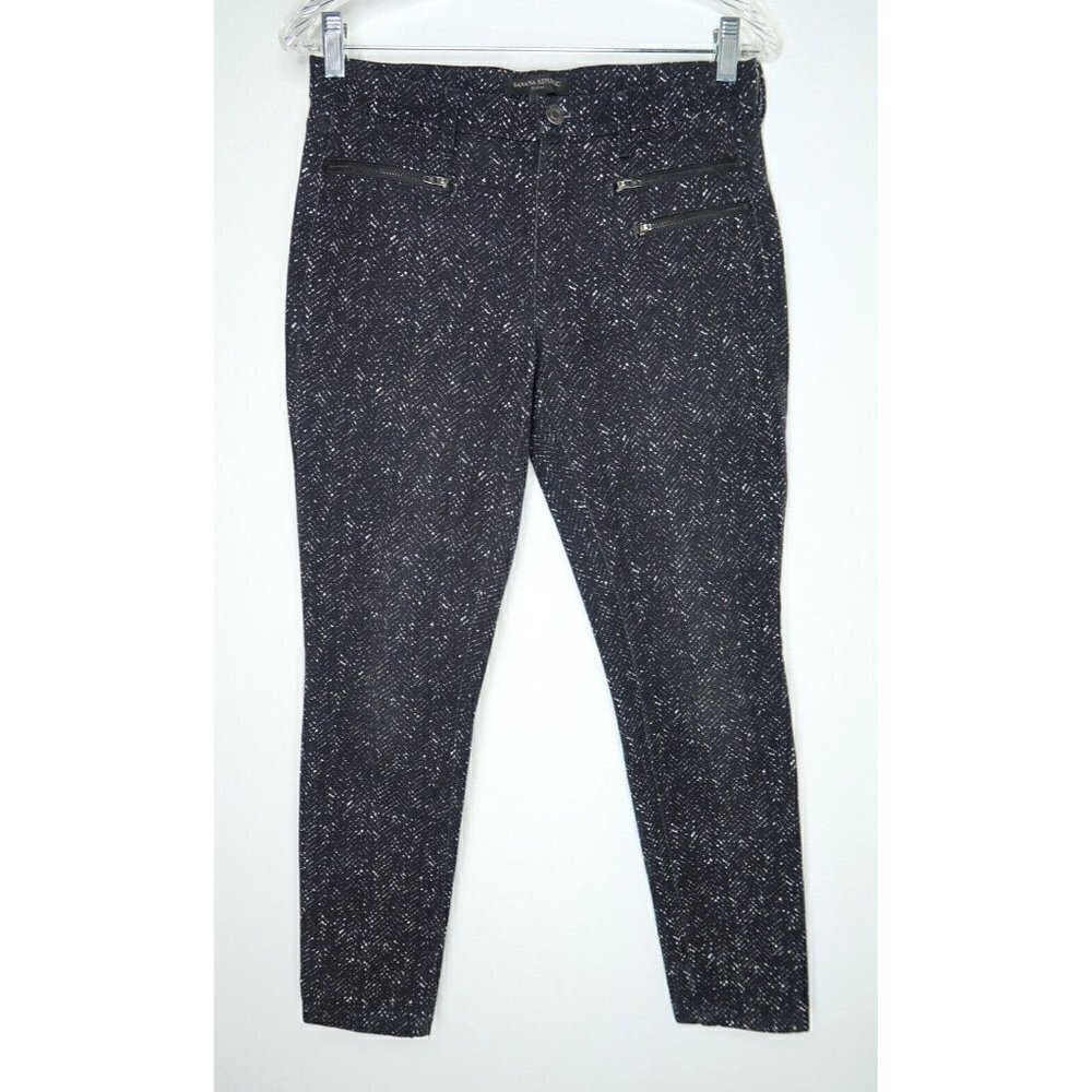 Banana Republic Pants Sloan Fit Slim Ankle Womens Size 4 Black Herringbone